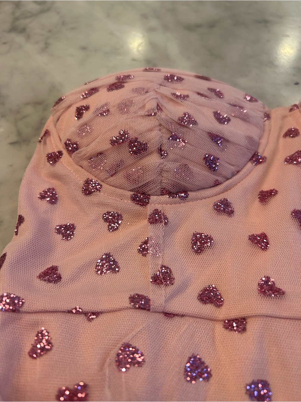 superdown Pink Strapless Heart-Print Ruched Mini Dress - Picture 2 of 9